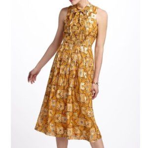 HD Paris Anthropologie Metallic Silk Midi Dress